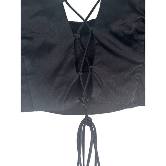 2/$30 ZARA Medium Black Lace-Up Back Crop Top - Picture 9 of 14